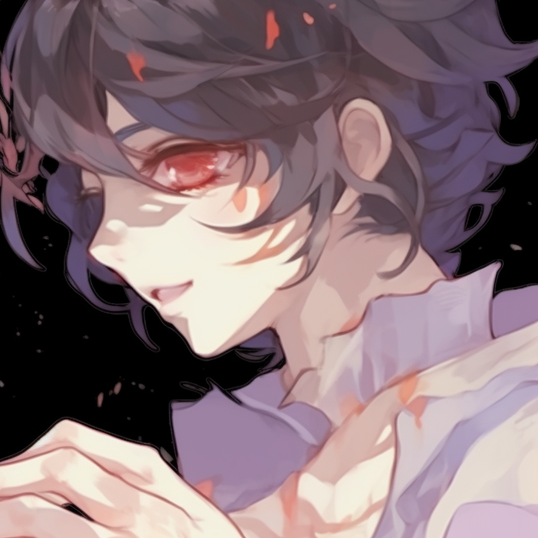 Two characters sharing a quiet moment, subtle smiles and soft lighting, dressed in Victorian era inspired ghost outfits. halloween-inspired anime matching pfps pfp for discord.