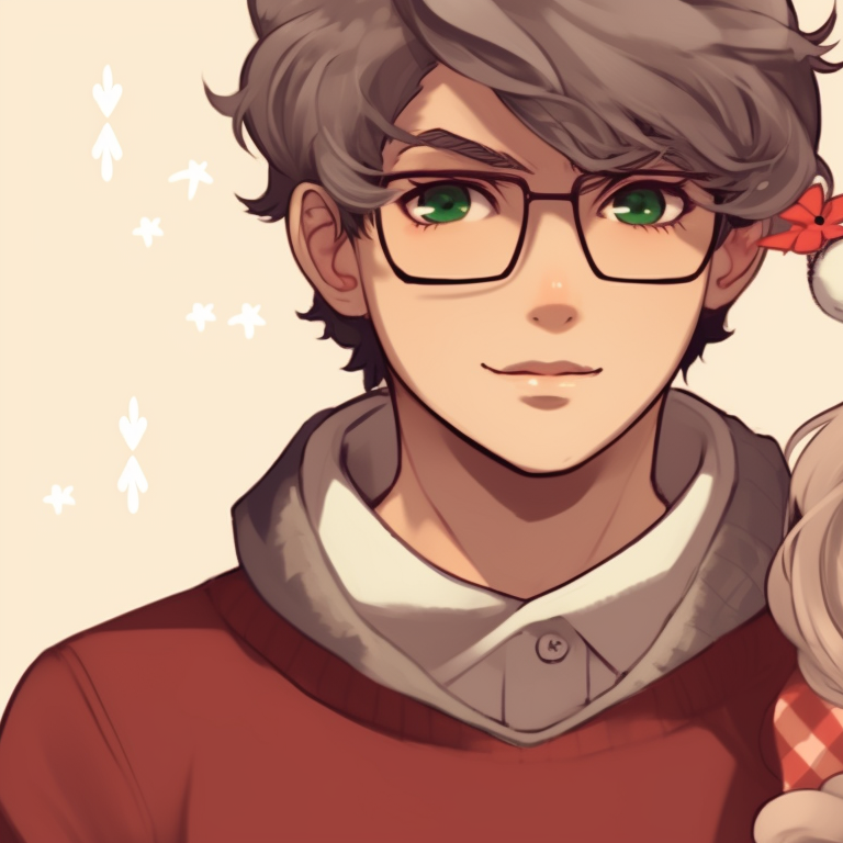 Two characters in preppy Christmas outfits, gentle color palette. gifs for matching christmas pfp in preppy style pfp for discord.