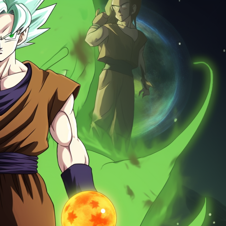 Cell character depicted with ghostly green energy and shadowy aura. dragon ball z matching pfp halloween style pfp for discord.