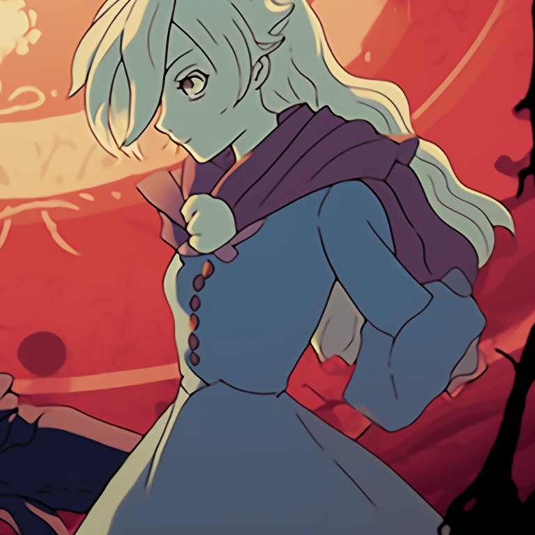 Close-up of Howl and Sophie in haunting Halloween hues, sharp lines and eye-catching details. howl's castle halloween themed pfp collections pfp for discord.