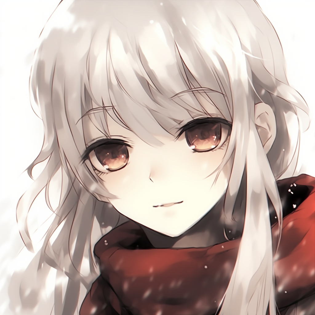 Anime boy with white hair and a sly smirk, warm colors and bold lines. white hair anime pfp boy