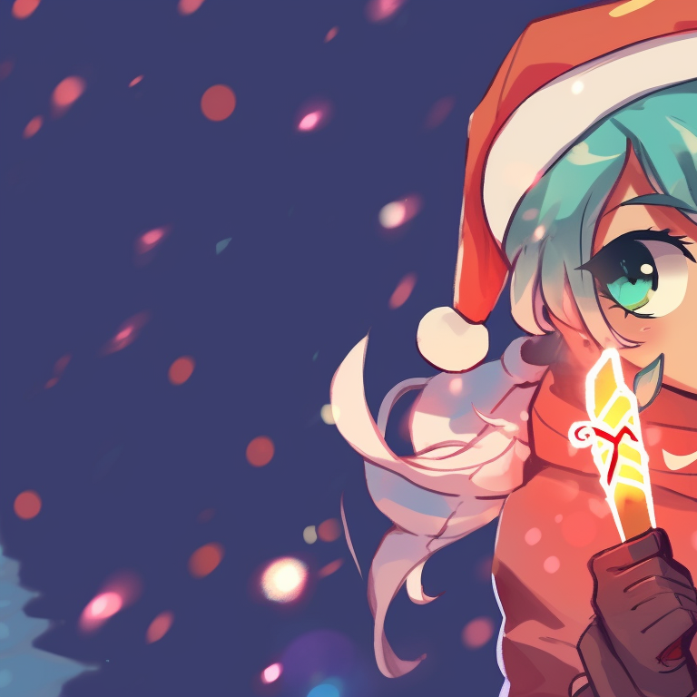 Two characters in a dawn encounter, warm color hues with Christmas hats and scarves, light diffusion effect on snow valorant christmas pfp matchups pfp for discord.