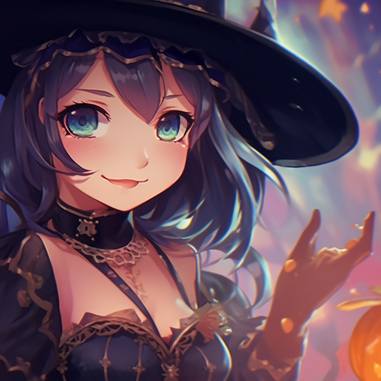 Two characters in a pumpkin field, warm autumnal colors and intricate expressions. halloween-themed project sekai matching pfps pfp for discord.