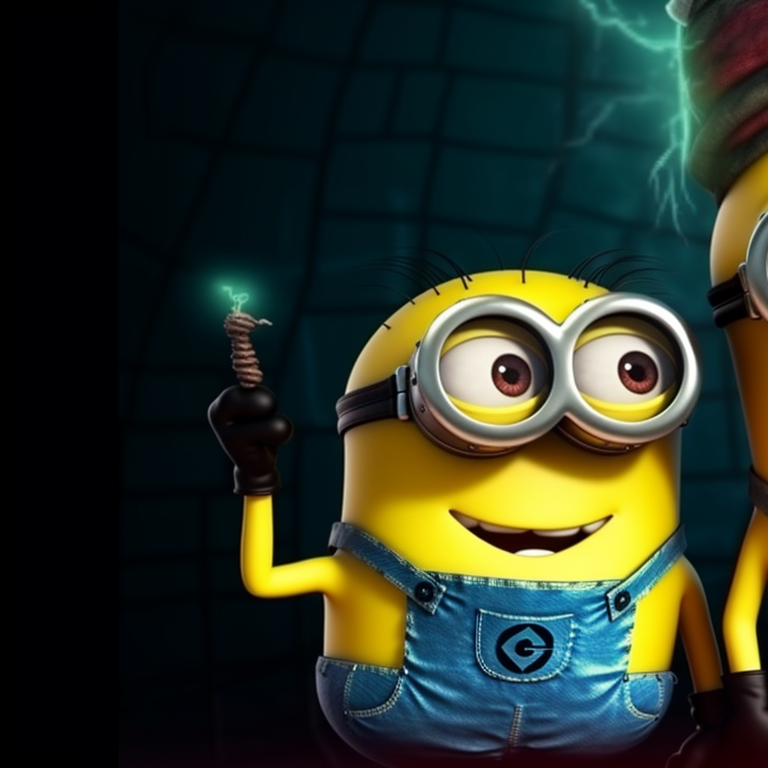 Two Minions, one dressed as Frankenstein’s monster and the other as a mummy, standing back-to-back, earthy tones and detailed textures. matching pfp with minion theme for halloween pfp for discord.