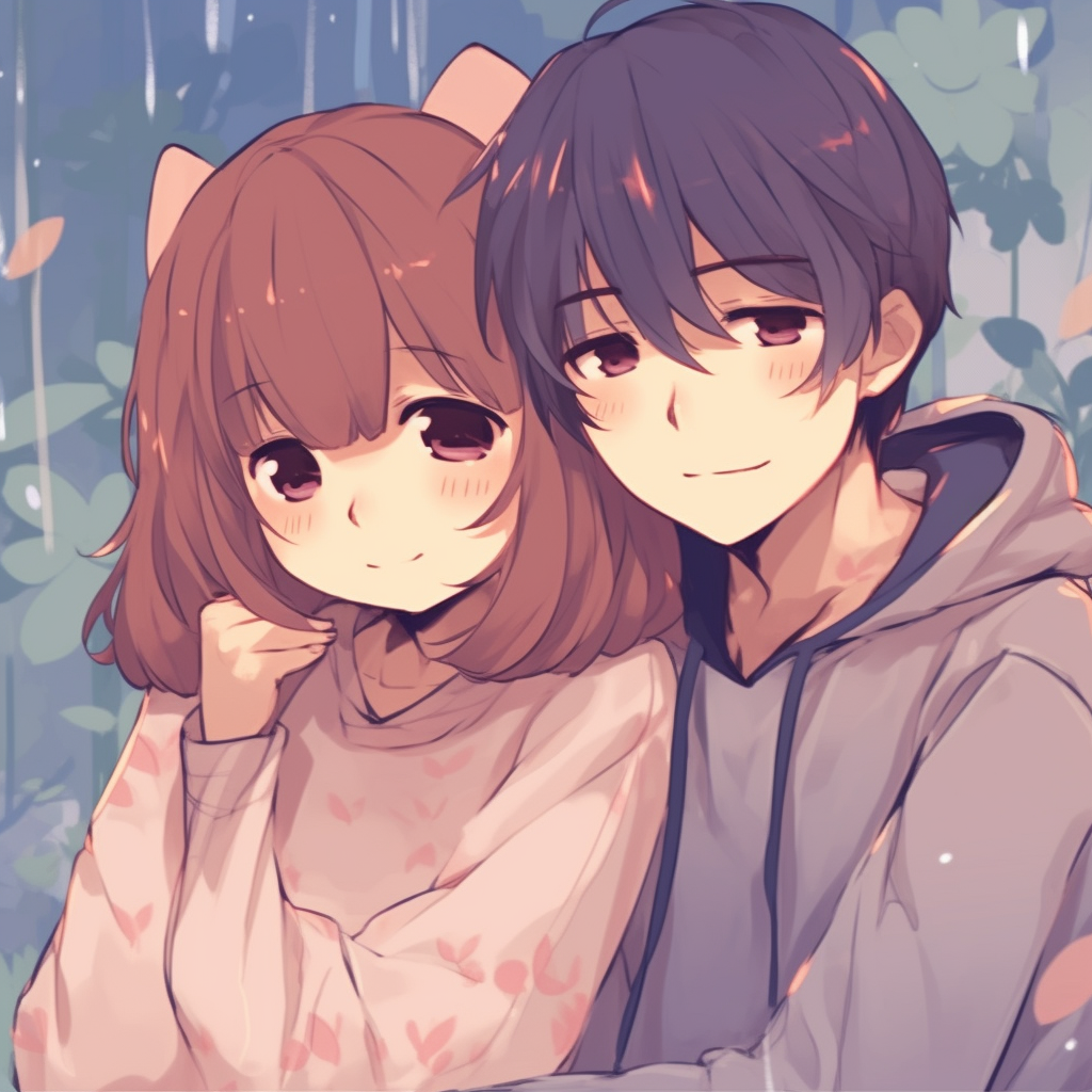 Chihiro and Haku in a romantic posture, watercolor background and detailed expressions. excellent anime pfp couple visuals pfp for discord.