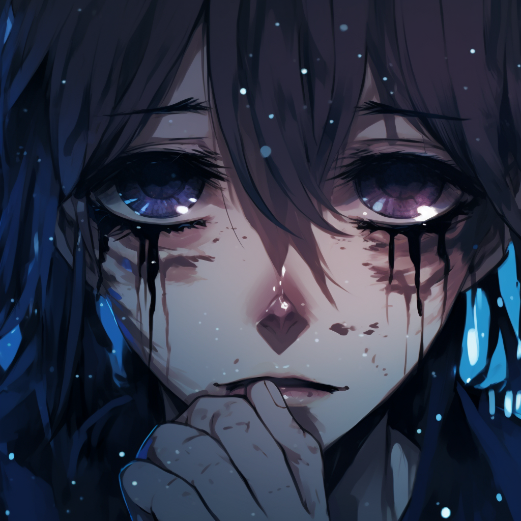 Sad anime character with emphasis on highlighting and shading to depict sadness. sad crying anime pfp pfp for discord.