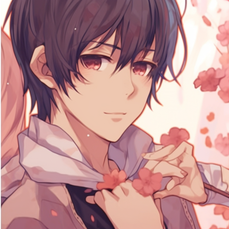 Two characters at dawn, warm light effects and tender expressions. anime pfp matching of lovebirds pfp for discord.