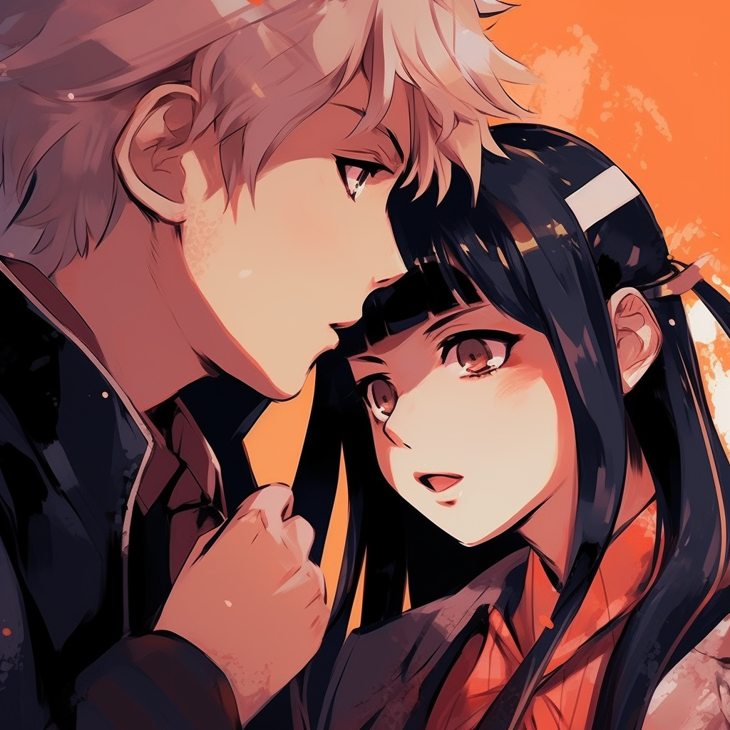 Naruto Uzumaki and Hinata Hyuga from 'Naruto', bold lines and vibrant colours. matching anime pfp for couplesHD, free download