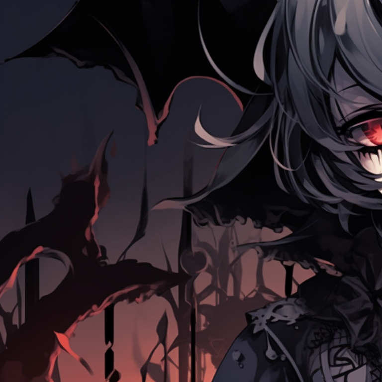 Two characters with magical accessories, eerie glow, whimsical creatures adding a magical ambiance. dark matching pfp halloween theme artistic pfp for discord.