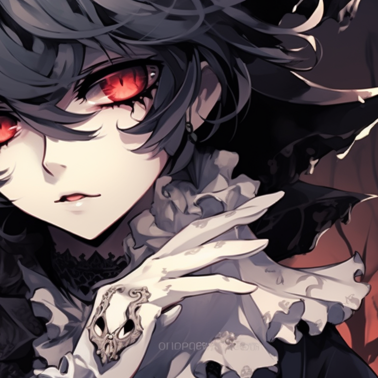 Two characters with magical accessories, eerie glow, whimsical creatures adding a magical ambiance. dark matching pfp halloween theme artistic pfp for discord.