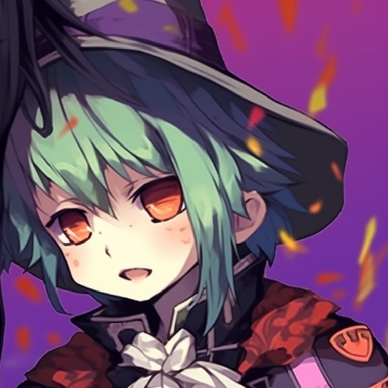 Two characters under a silhouetted moon, shaded in dark colors with a foreground of Halloween pumpkins. shinobu and giyuu halloween themed art pfp for discord.