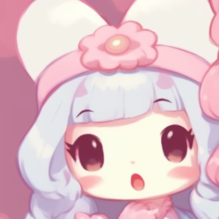 Two characters, iconic Hello Kitty features with polished pastel shading. sanrio adorable matching pfp pfp for discord.