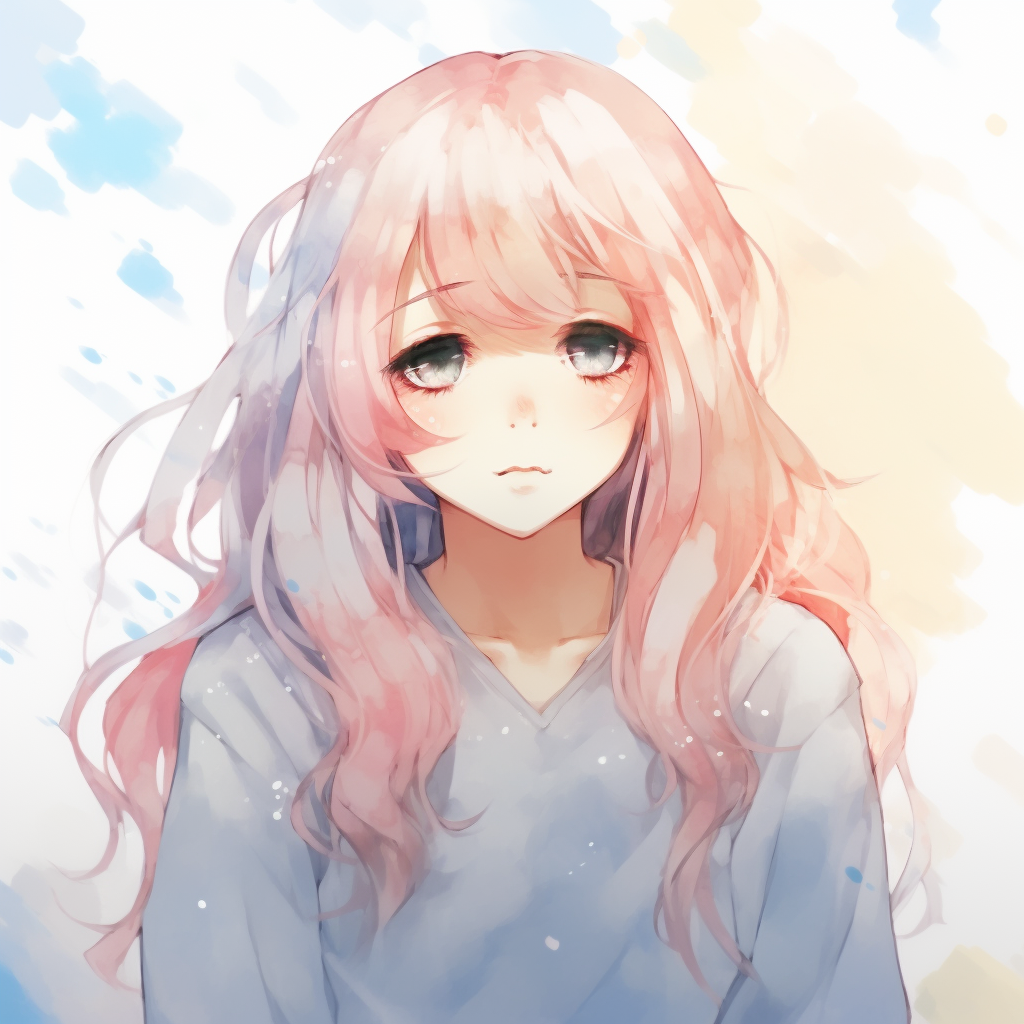A picture of an Anime girl in soft watercolor art style. anime pfp cute styles pfp for discord.