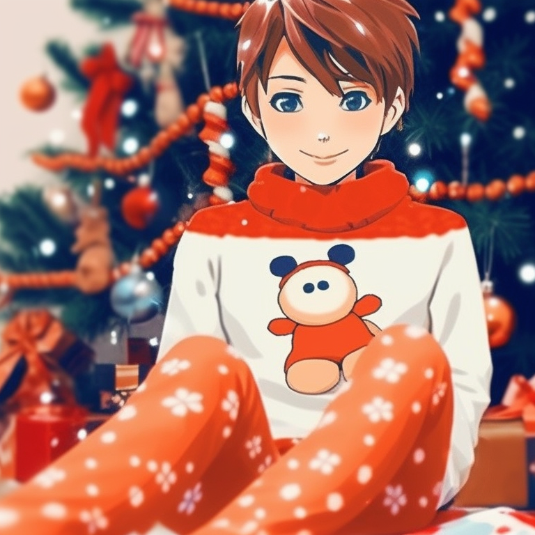 Pair of characters under a mistletoe, soft lighting and affectionate expressions. stylish preppy christmas pfp matches pfp for discord.