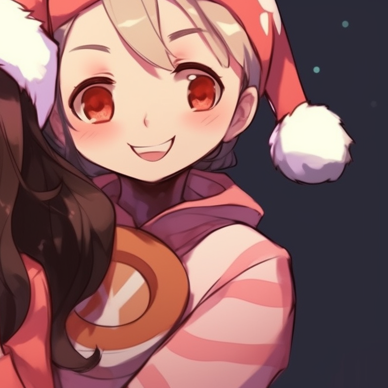 Tanjiro and Inosuke in comfortable Christmas sweaters, soft shading and warm colors. demon slayer christmas pfp ideas pfp for discord.