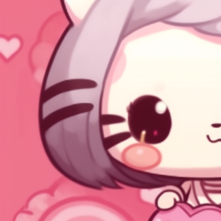 Two Hello Kitty characters in harmony, complementary colors and peaceful expressions. cute matching hello kitty pfp pfp for discord.