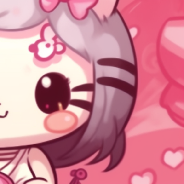 Two Hello Kitty characters in harmony, complementary colors and peaceful expressions. cute matching hello kitty pfp pfp for discord.