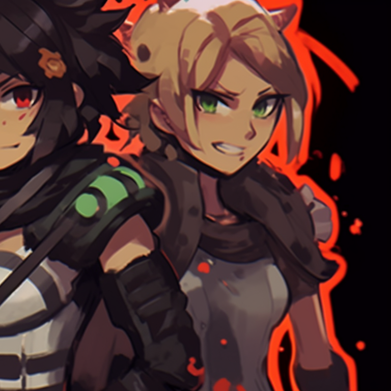 Three characters under a moonlit sky, muted tones and somber expressions. trio matching profile photos for friends pfp for discord.