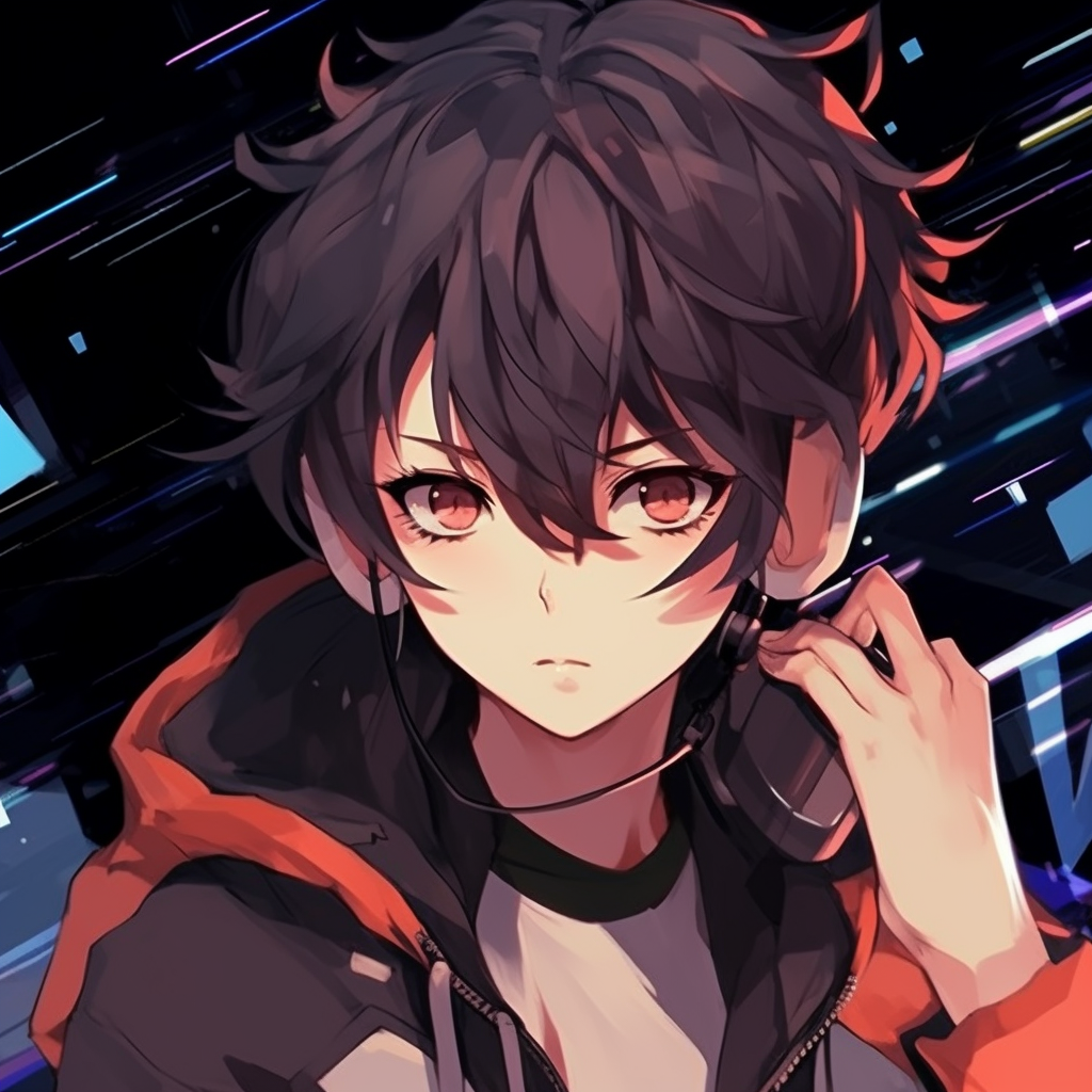 Cool cyberpunk themed profile picture, with vibrant neon colors and intricate details. 512x512 anime pfp cool design