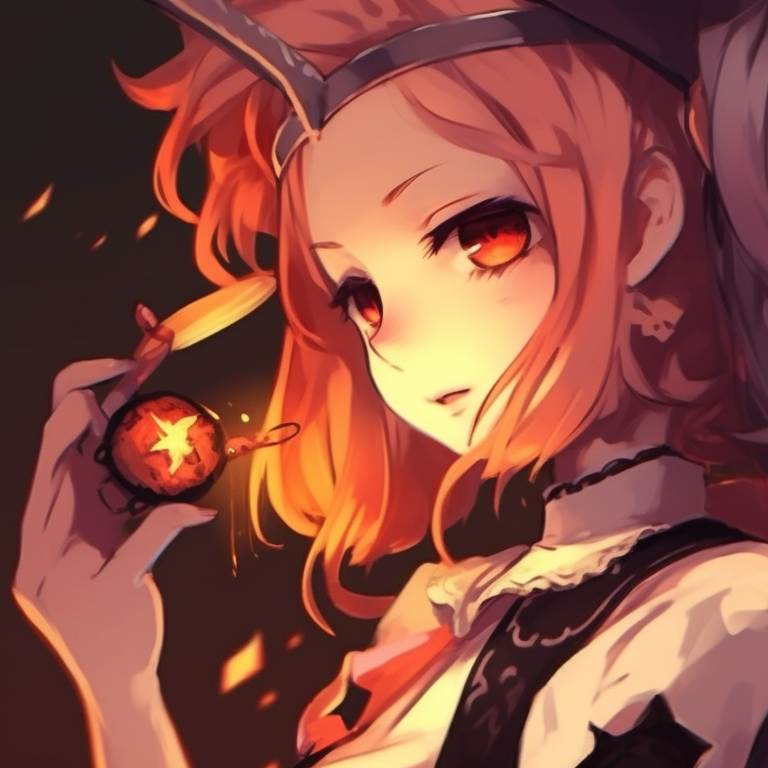 Two characters dressed as a witch and a wizard, vibrant colors and mystical sparks surrounding. matching anime couple themed halloween costumes pfp for discord.