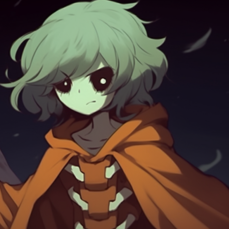 Two ghostly characters in muted colors, surrounded by an eerie mist. gloomy halloween - sad matching pfps pfp for discord.