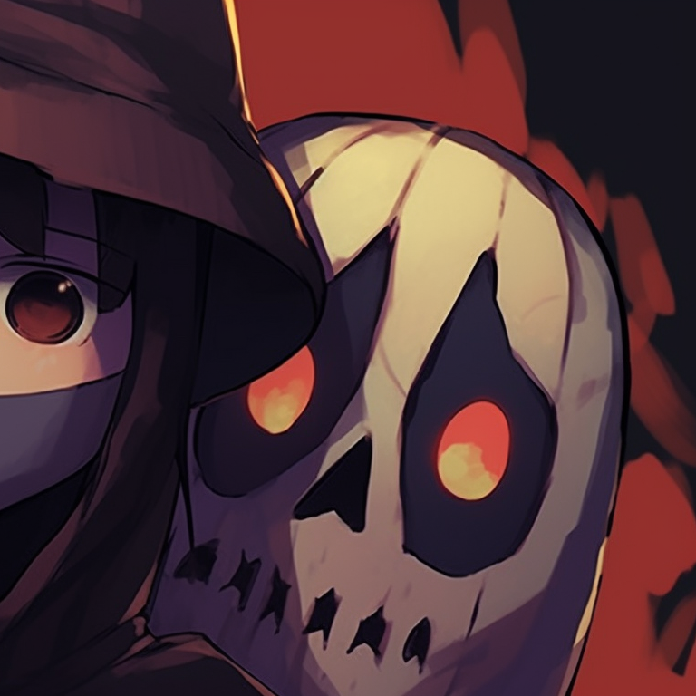 Two characters, holding hands in a desolate setting, shadowy tones, and forlorn faces. spooky halloween matching pfps - sad and gloomy pfp for discord.