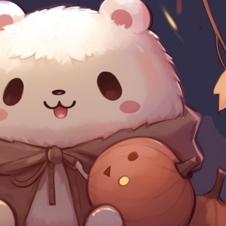 Two characters against a moonlit sky, cooler color palette, Halloween themed outfits. milk and mocha bear matching profile picture halloween theme inspiration pfp for discord.