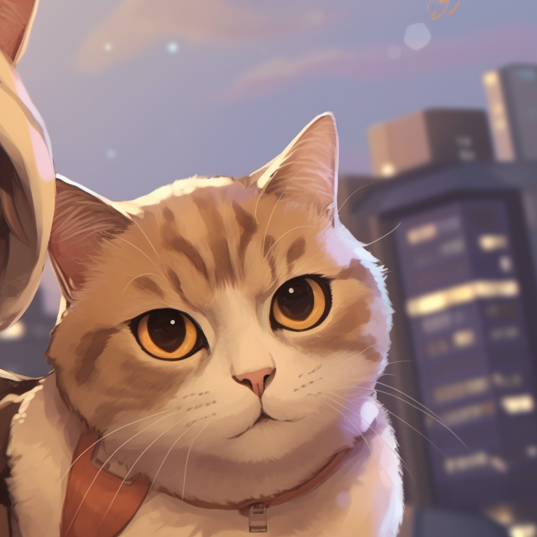 Two anime-style cat characters, blend of traditional manga art with modern tweaks, subtle romantic undertone couple-themed cat matching pfp pfp for discord.