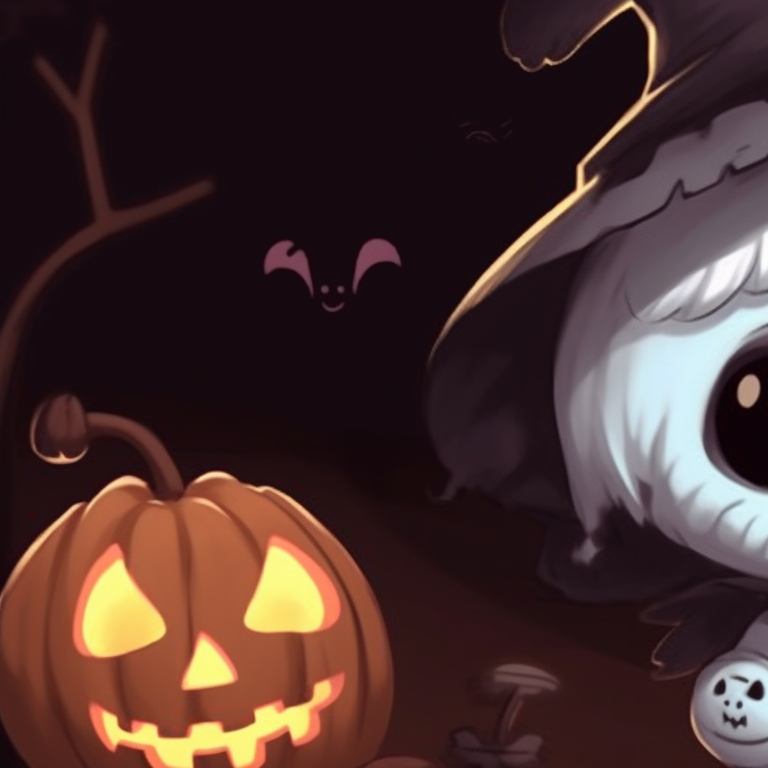 Two characters seen as haunting animal duos, detailed with intricate Halloween-inspired patterns. unique halloween theme animal pfps pfp for discord.