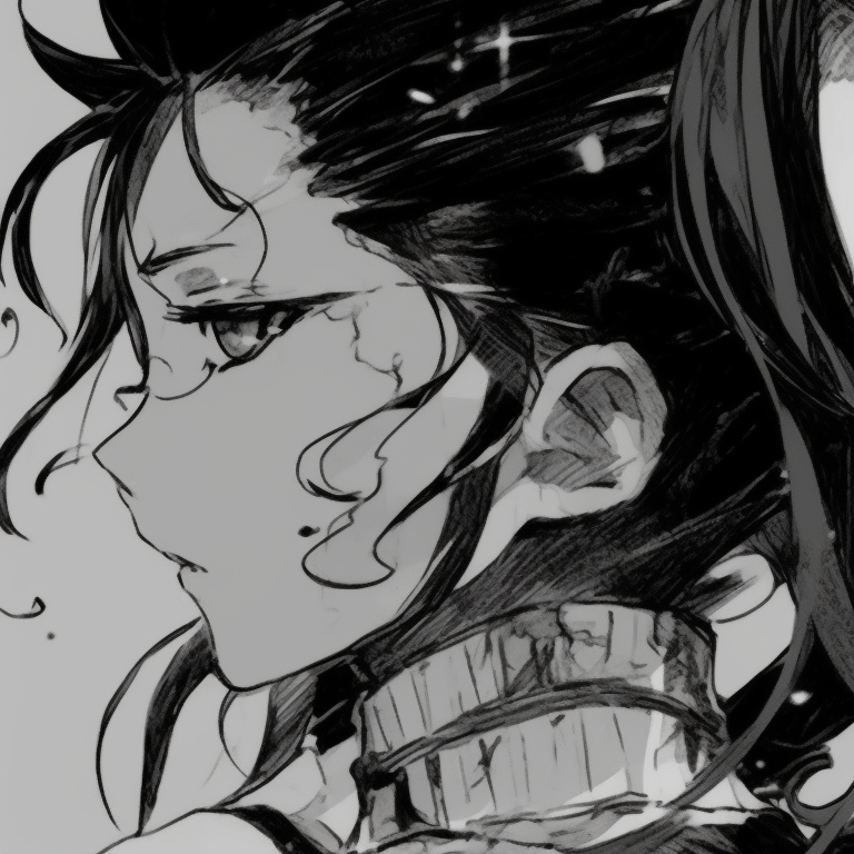 Two characters set against each other, solid blacks contrasting with whites, intensifying the dramatic tension. black and white matching pfp anime styles pfp for discord.