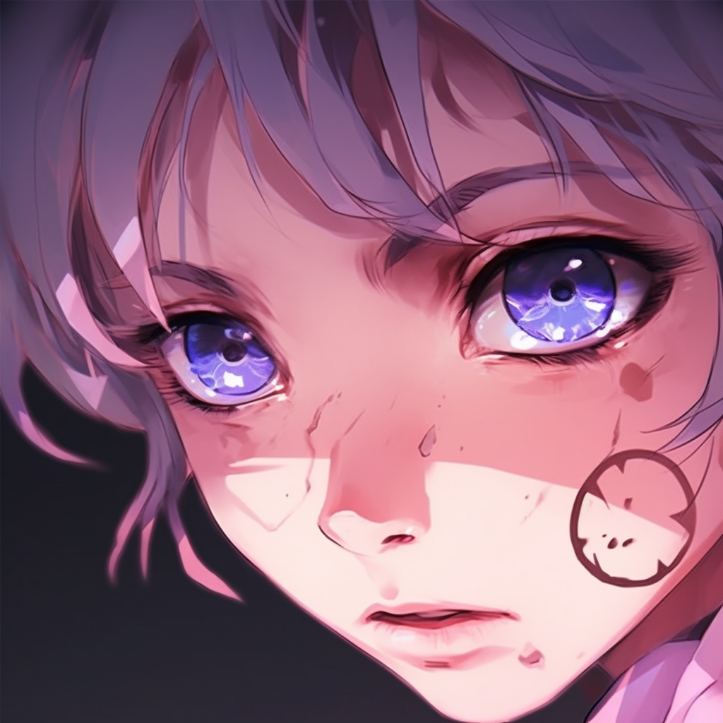 Female character with soft, detailed eyes and an elusive look, showcased in soft, pastel colors. anime eyes pfp female illustrations