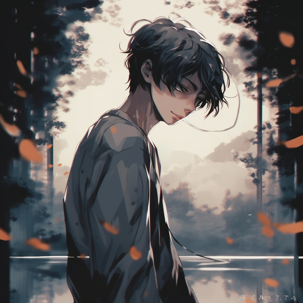 A creative representation of an anime guy blending in harmoniously with nature, distinct for its bright colors and detailed linework. cool anime guys pfp pfp for discord.