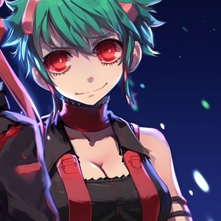 Two punk characters in combat poses, red and green punk outfits, dynamic lines and strong shadows. punk rock christmas profile pictures pfp for discord.