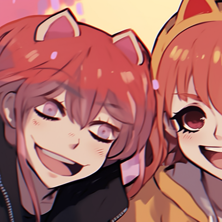 Three characters in urban outfits, city lights background and contemporary style. trio pfp matching beyond anime pfp for discord.