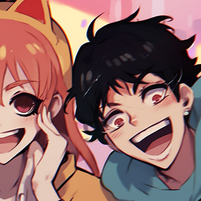 Three characters in urban outfits, city lights background and contemporary style. trio pfp matching beyond anime pfp for discord.