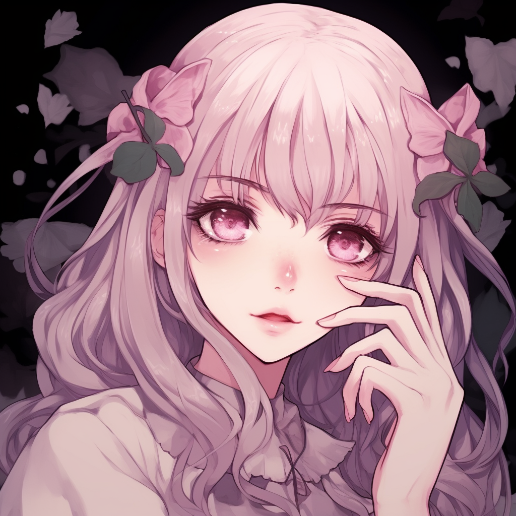 Aesthetic showing girl with falling sakura petals, creating a sense of tranquility and grace. 512x512 anime pfp aesthetic