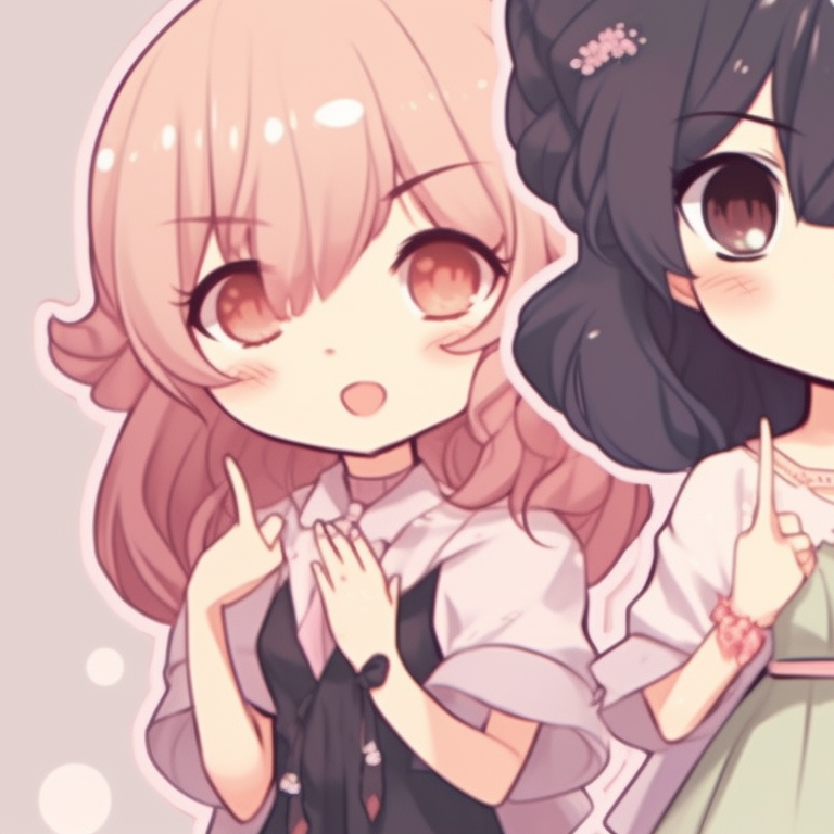 Three characters, playful poses, and soft shading, standing shoulder-to-shoulder. adorable trio pfp matching pfp for discord.