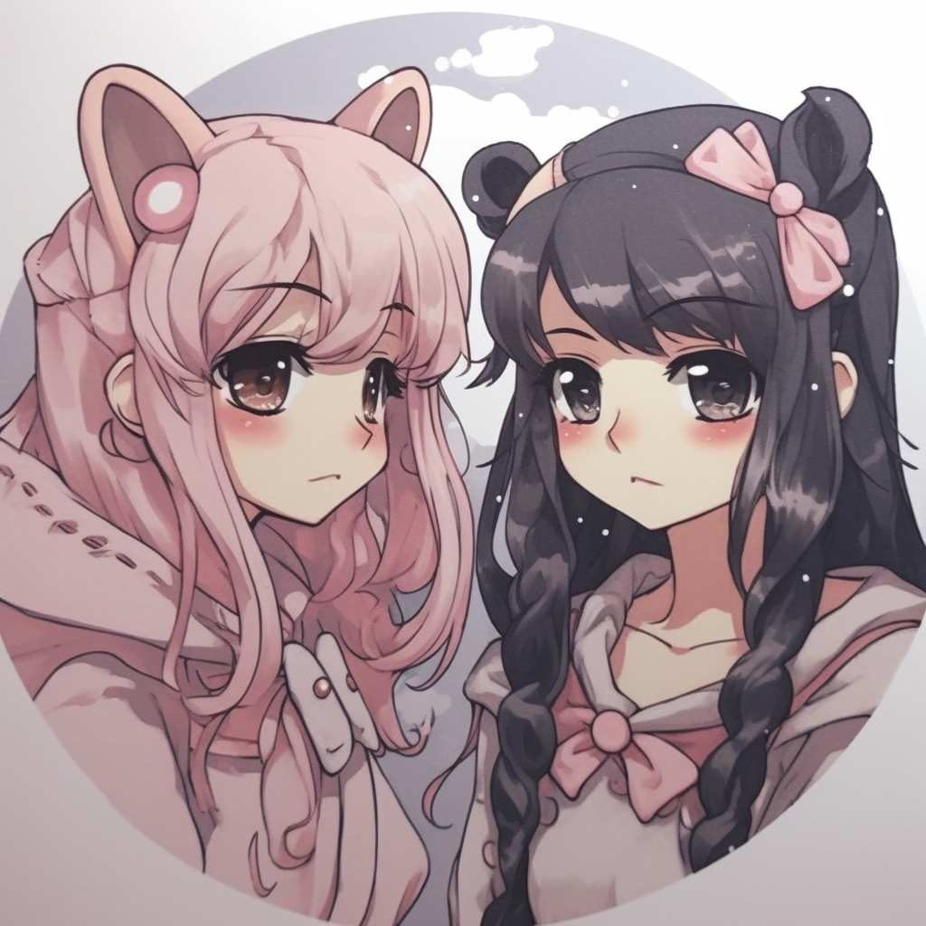 Profile of Chibiusa and Sailor Moon, soft shading and bold linework. trending matching anime pfp best friends - female