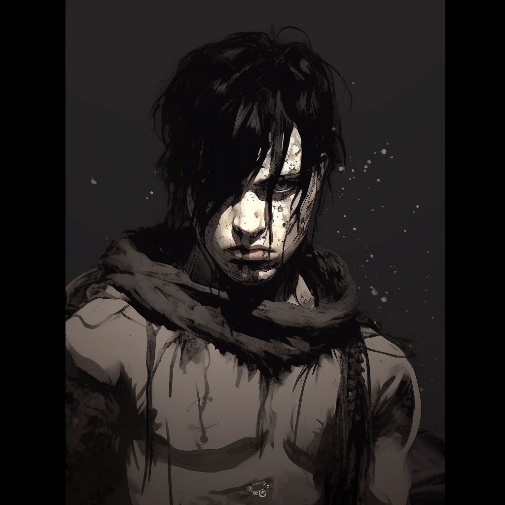 Close-up of a grunge styled detective character, highlighting the intense gaze and weathered features. masculine grunge aesthetic pfp pfp for discord.