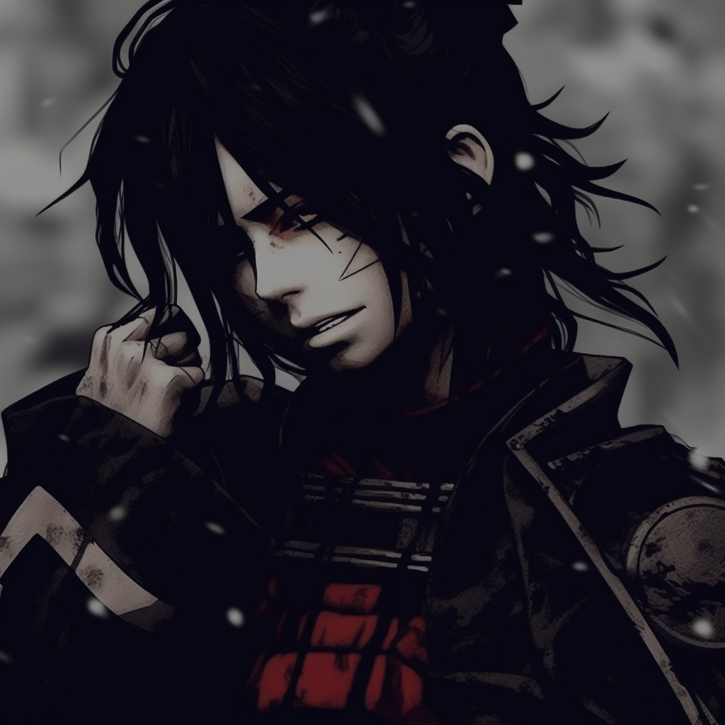 A character standing alone under the moonlight, gloomy tones and soft light shadows. anime pfp dark aesthetic inspiration pfp for discord.