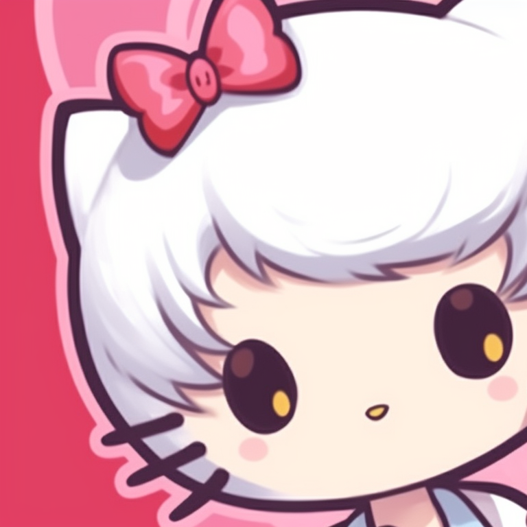 Two characters, light-hearted and playful poses, featuring Hello Kitty accessories. hello kitty pfp matching trends pfp for discord.
