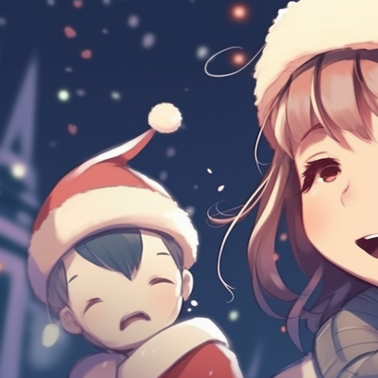 Two characters dressed as Santa's reindeers, bold lines and earthy tones, running together. stunning matching christmas cartoon pfp collections pfp for discord.