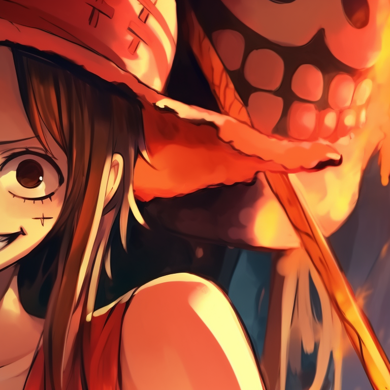 Luffy and Nami as spirits with faded colors and eerie lighting. one piece halloween matching pfp pfp for discord.