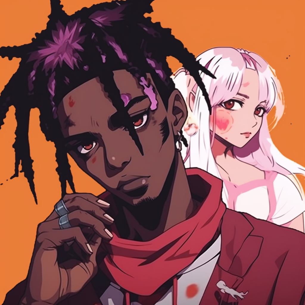 Kawaii anime girl with Playboi Carti themes, high contrast colors and cute details. anime pfp inspired by playboi carti