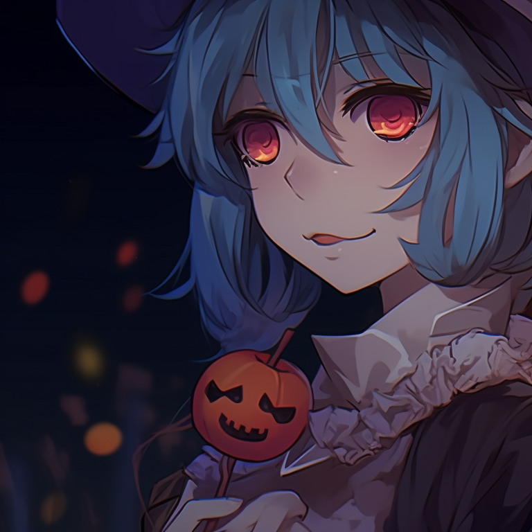 Two witch characters, dark tones with a pop of bright and cool colors, surrounded by enchanting elements. halloween theme oshi no ko matching pfp in anime pfp for discord.