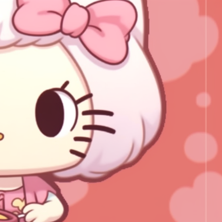 Kitty and anime character under a starlit sky, bright colors with a fun theme. hello kitty and anime characters matching pfp pfp for discord.