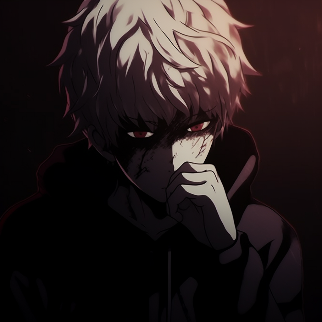 Kaneki with his mask, featuring a stark contrast between light and dark elements. aesthetic anime characters pfp