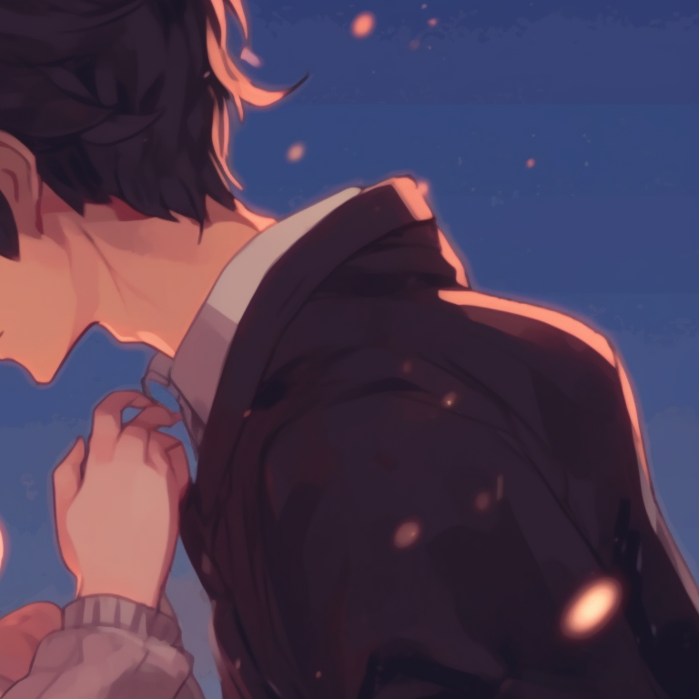Two characters stargazing, soft lighting, and dreamy expressions. matching pfp gif for loved ones pfp for discord.