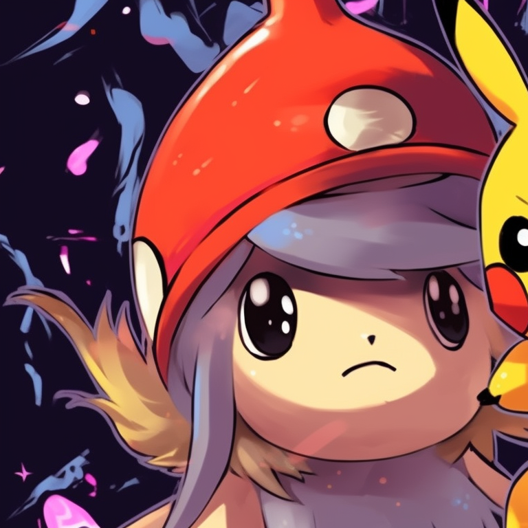 Gengar and Clefable characters, shaded purple and pink tones, counterparts in a mirror image. top-quality pokemon matching pfp pfp for discord.