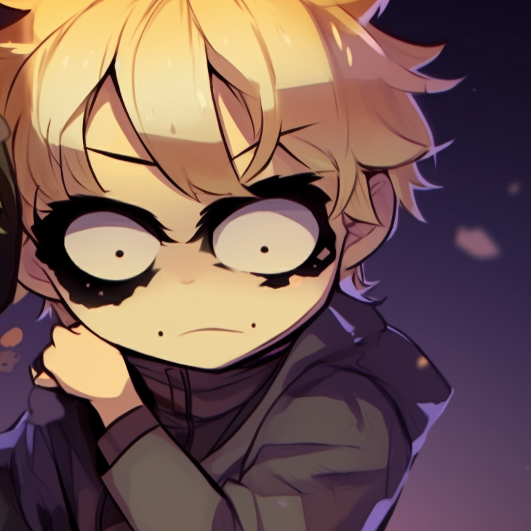 Tweek and Craig in Halloween costumes, dark shades and sharp lines. south park tweek and craig spooky theme pfp for discord.